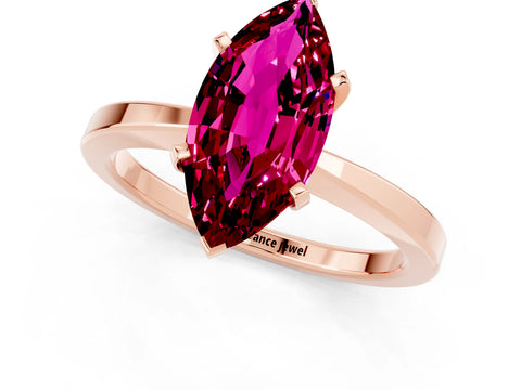 Rose gold Marquise Cut Garnet Solitaire Engagement Ring with Classic Band and Four-Prong Setting_43