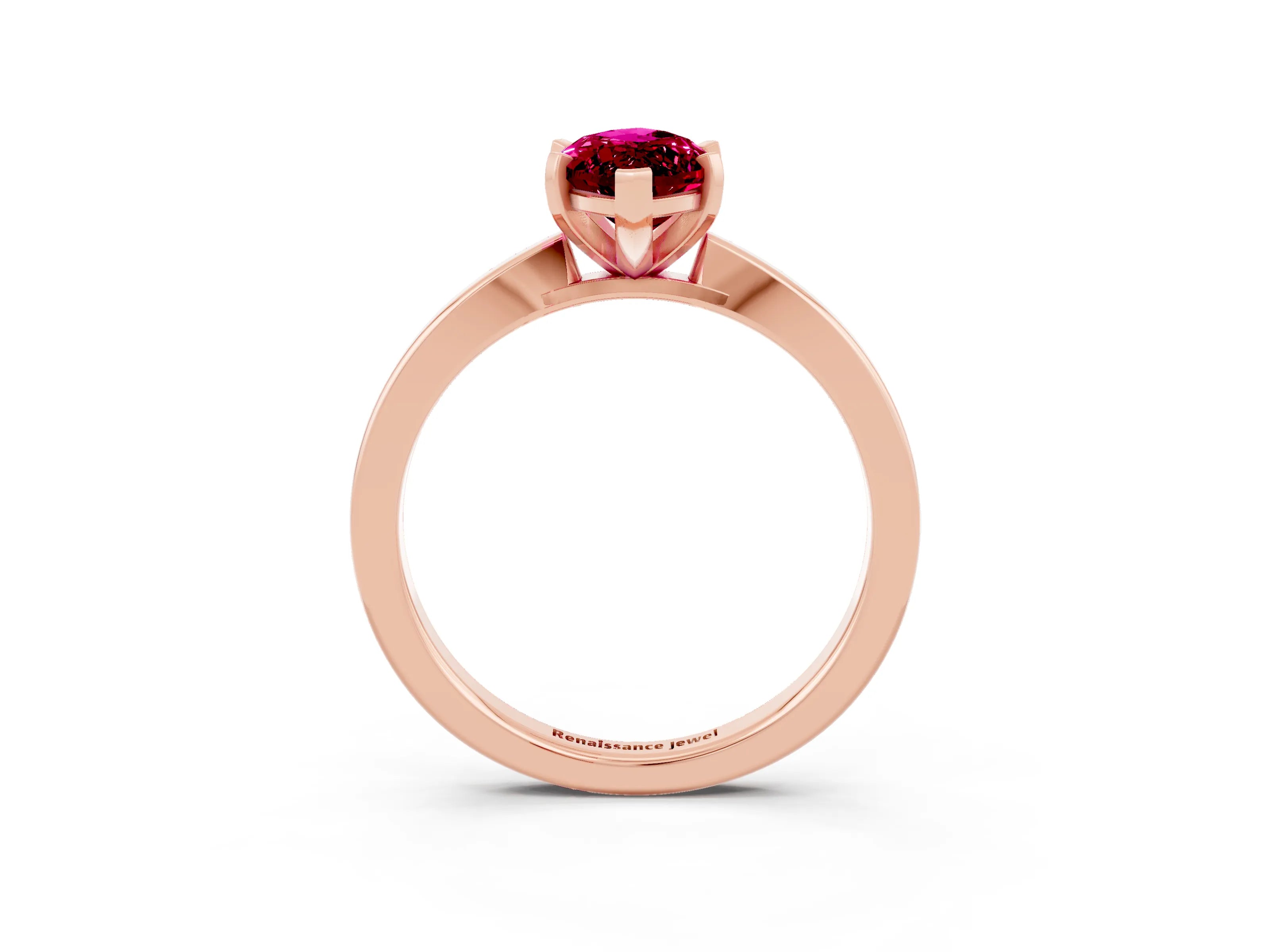 Rose gold Marquise Cut Garnet Solitaire Engagement Ring with Classic Band and Four-Prong Setting_45