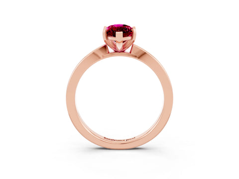 Rose gold Marquise Cut Garnet Solitaire Engagement Ring with Classic Band and Four-Prong Setting_45