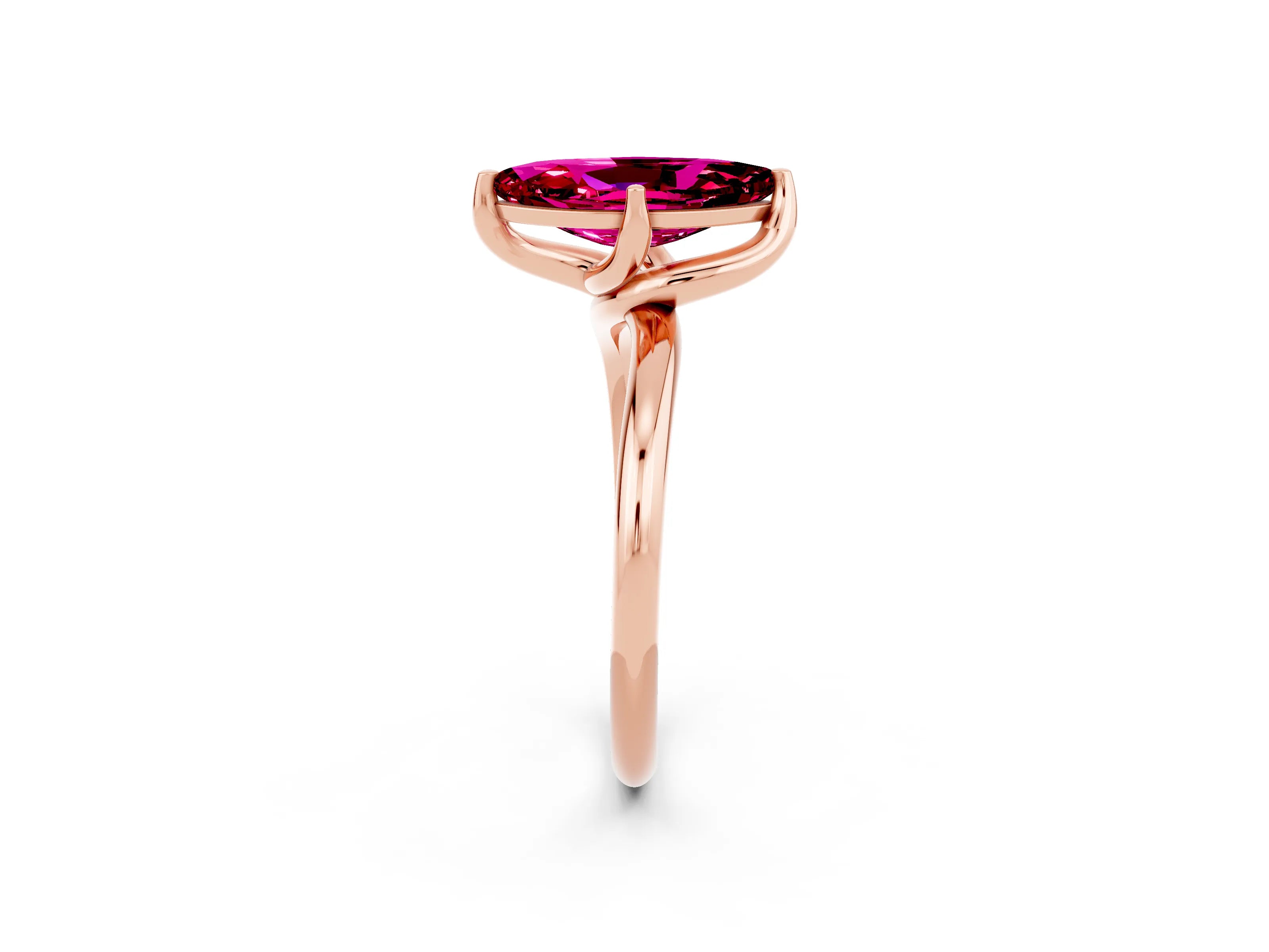 Rose gold Marquise Cut Garnet Solitaire Engagement Ring with Four-Prong Setting and Classic Band_14