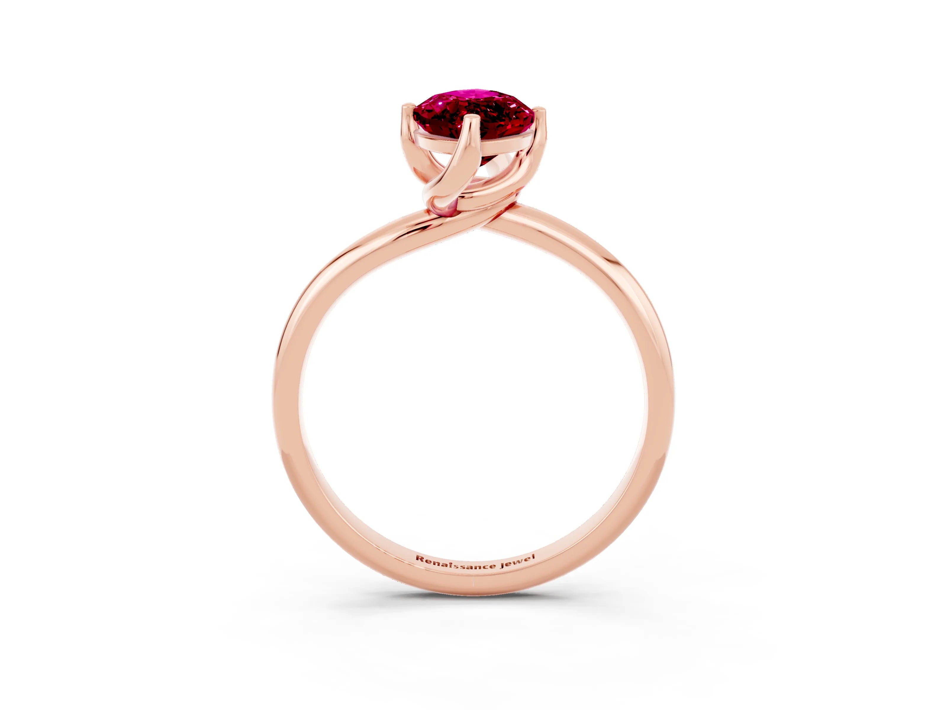 Rose gold Marquise Cut Garnet Solitaire Engagement Ring with Four-Prong Setting and Classic Band_15