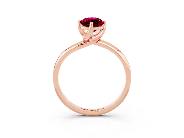 Rose gold Marquise Cut Garnet Solitaire Engagement Ring with Four-Prong Setting and Classic Band