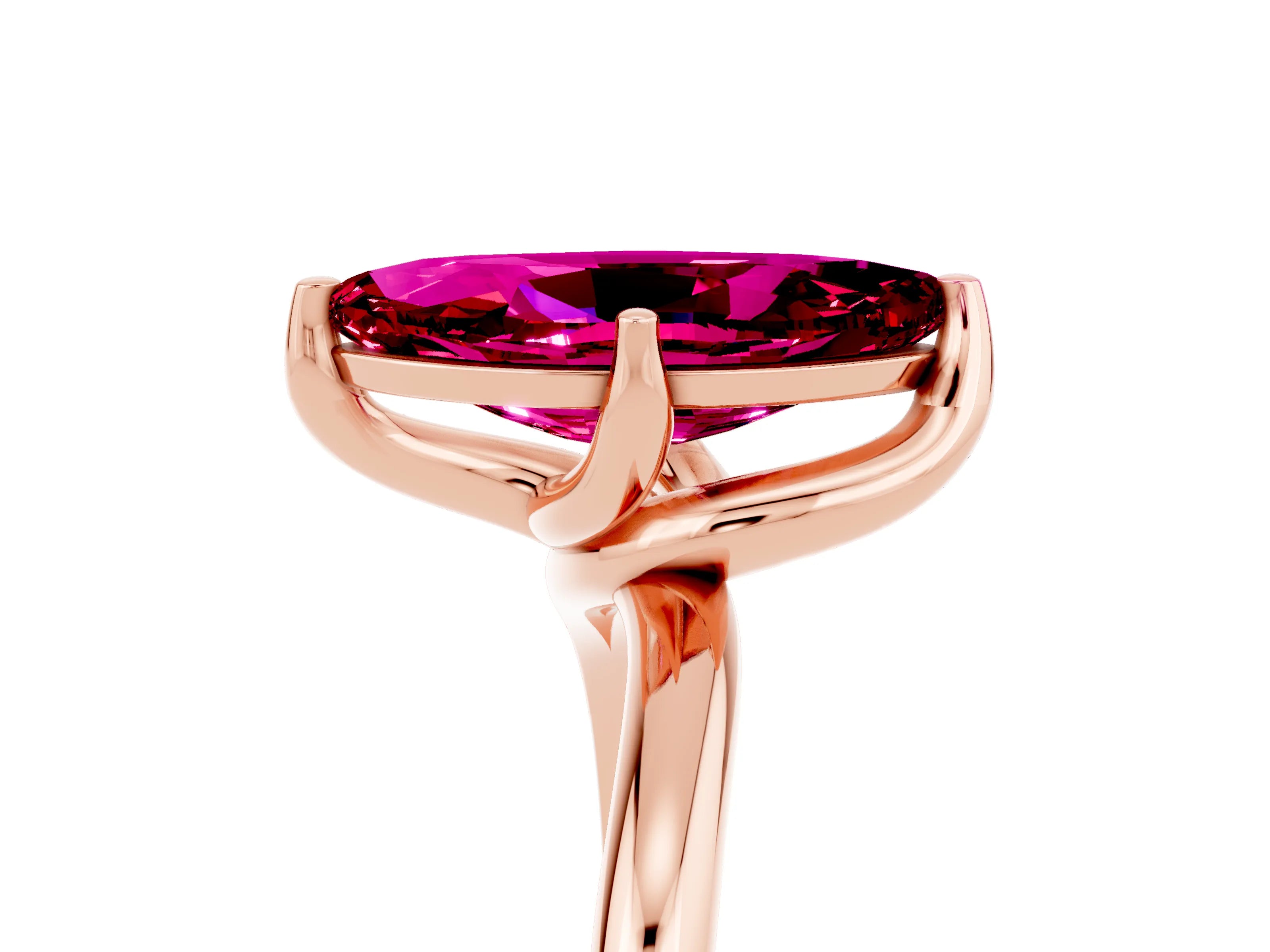 Rose gold Marquise Cut Garnet Solitaire Engagement Ring with Four-Prong Setting and Classic Band_17