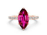 Rose gold Marquise Cut Garnet Solitaire Engagement Ring with Pavé Band and Four-Prong Setting
