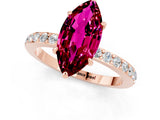 Rose gold Marquise Cut Garnet Solitaire Engagement Ring with Pavé Band and Four-Prong Setting_1