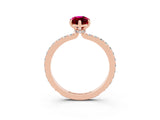 Rose gold Marquise Cut Garnet Solitaire Engagement Ring with Pavé Band and Four-Prong Setting_3