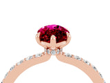 Rose gold Marquise Cut Garnet Solitaire Engagement Ring with Pavé Band and Four-Prong Setting_4