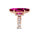 Rose gold Marquise Cut Garnet Solitaire Engagement Ring with Pavé Band and Four-Prong Setting_5