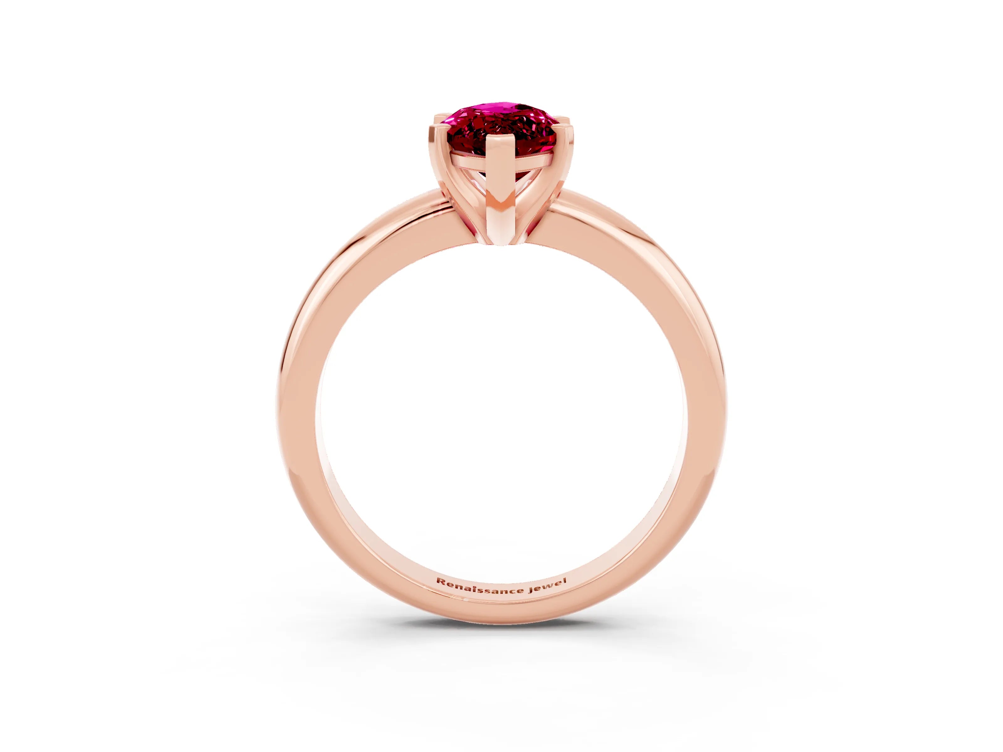 Rose gold Marquise Cut Garnet Solitaire Engagement Ring with Round Band and Four-Prong Setting_3