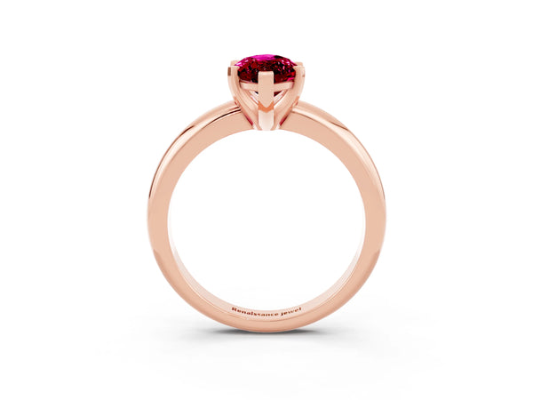 Rose gold Marquise Cut Garnet Solitaire Engagement Ring with Round Band and Four-Prong Setting