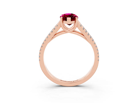 Rose gold Marquise Cut Garnet Solitaire Engagement Ring with Split Shank Pavé Band_3