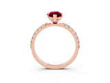 Rose gold Marquise Cut Garnet Solitaire Pavé Band with Four-Prong Setting_3