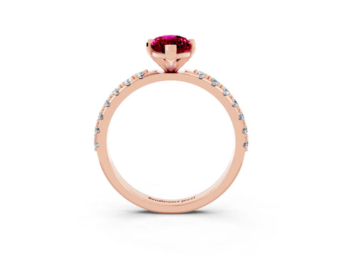 Rose gold Marquise Cut Garnet Solitaire Pavé Band with Four-Prong Setting_3