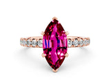 Rose gold Marquise Cut Garnet Solitaire Pavé Engagement Ring with Round Band and Prong Setting_12