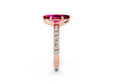 Rose gold Marquise Cut Garnet Solitaire Pavé Engagement Ring with Round Band and Prong Setting_14
