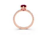 Rose gold Marquise Cut Garnet Solitaire Pavé Engagement Ring with Round Band and Prong Setting_15