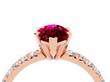 Rose gold Marquise Cut Garnet Solitaire Pavé Engagement Ring with Round Band and Prong Setting_16