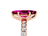 Rose gold Marquise Cut Garnet Solitaire Pavé Engagement Ring with Round Band and Prong Setting_17