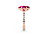 Rose gold Marquise Cut Garnet Solitaire Pavé Engagement Ring with Round Band and Prong Setting_68