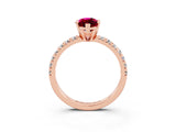 Rose gold Marquise Cut Garnet Solitaire Pavé Engagement Ring with Round Band and Prong Setting_69
