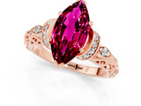 Rose gold Marquise Cut Garnet Solitaire Ring with Filigree Band and Four-Prong Setting_25