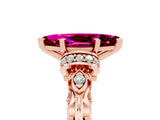 Rose gold Marquise Cut Garnet Solitaire Ring with Filigree Band and Four-Prong Setting_29