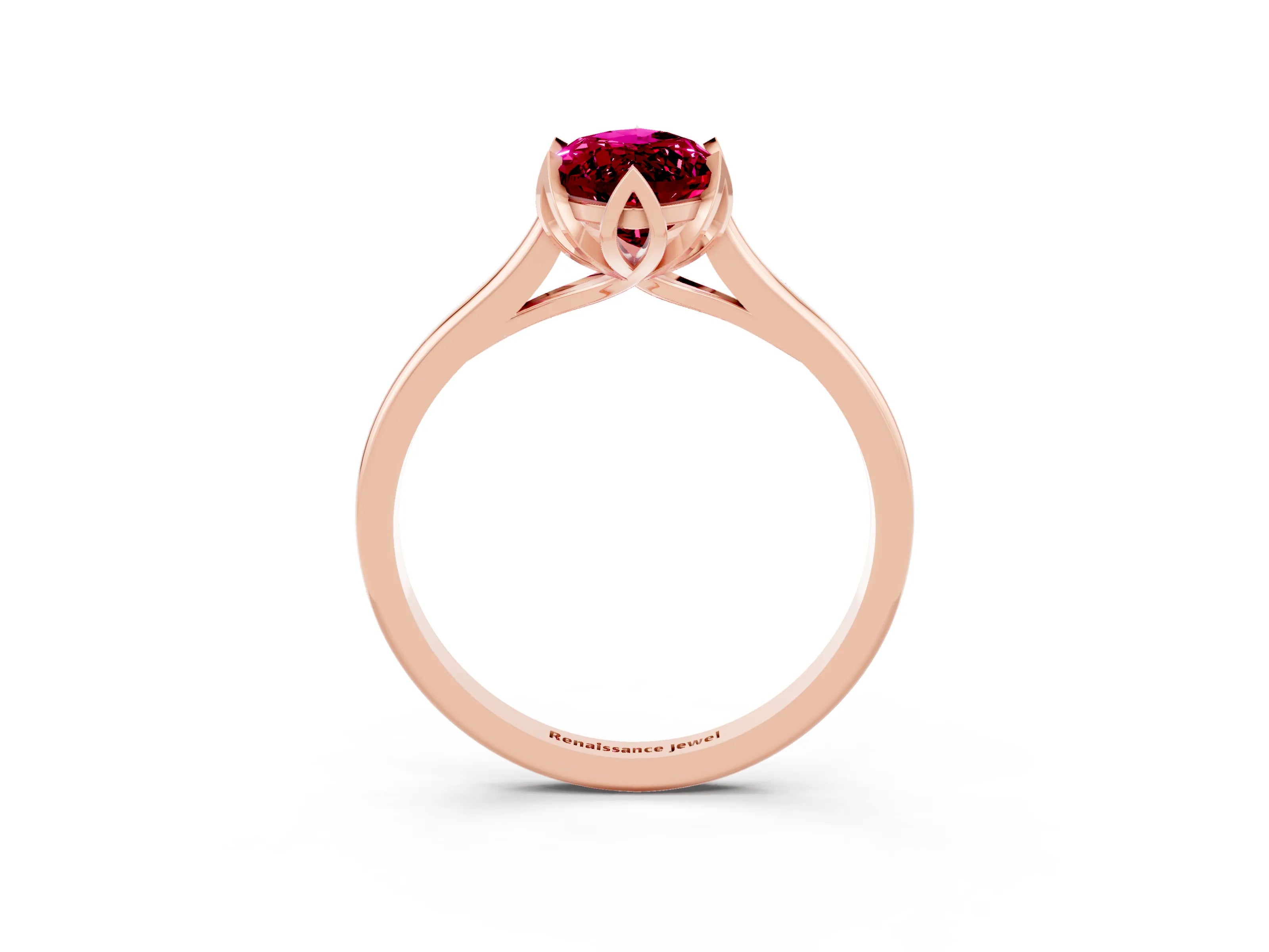 Rose gold Marquise Cut Garnet Solitaire Ring with Flower Prong Setting and Classic Band_15