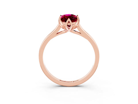 Rose gold Marquise Cut Garnet Solitaire Ring with Flower Prong Setting and Classic Band_15