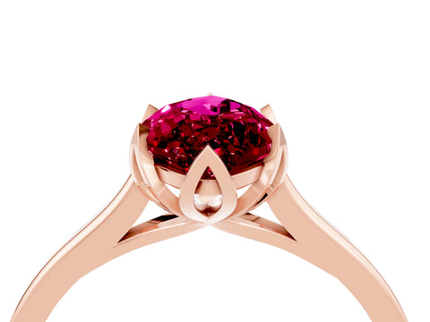 Rose gold Marquise Cut Garnet Solitaire Ring with Flower Prong Setting and Classic Band_16