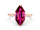 Rose gold Marquise Cut Garnet Solitaire Ring with Flower Prong Setting and Classic Band_36