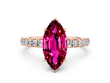 Rose gold Marquise Cut Garnet Solitaire Ring with Pavé Accents and Four-Prong Setting