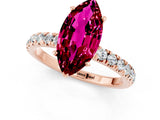 Rose gold Marquise Cut Garnet Solitaire Ring with Pavé Accents and Four-Prong Setting_1