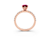 Rose gold Marquise Cut Garnet Solitaire Ring with Pavé Accents and Four-Prong Setting_3