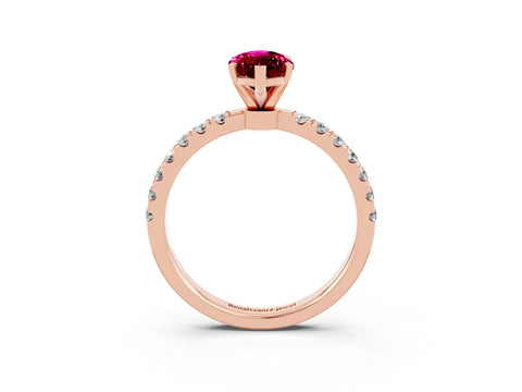 Rose gold Marquise Cut Garnet Solitaire Ring with Pavé Accents and Four-Prong Setting_3