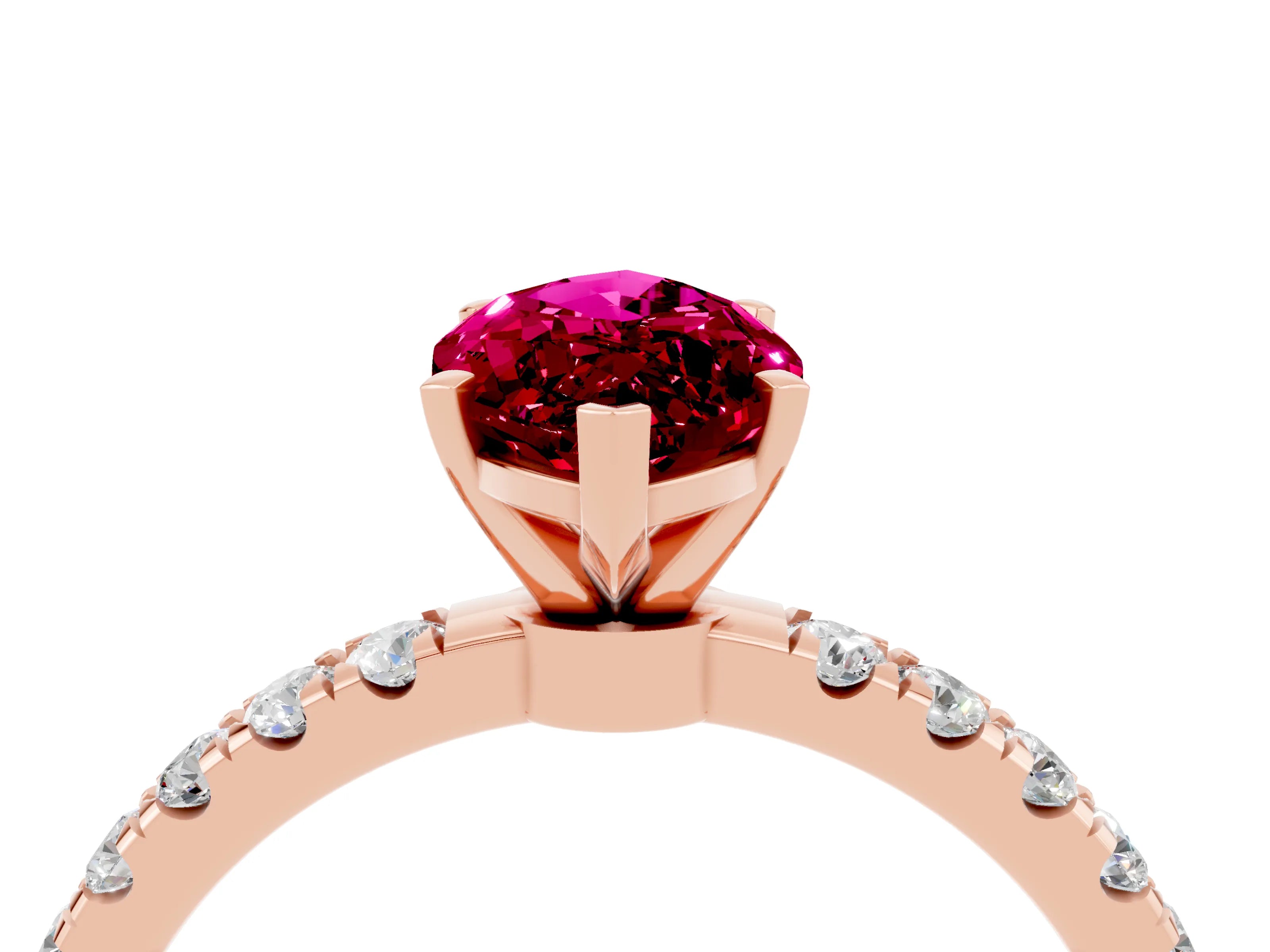 Rose gold Marquise Cut Garnet Solitaire Ring with Pavé Accents and Four-Prong Setting_4