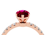 Rose gold Marquise Cut Garnet Solitaire Ring with Pavé Accents and Four-Prong Setting_4