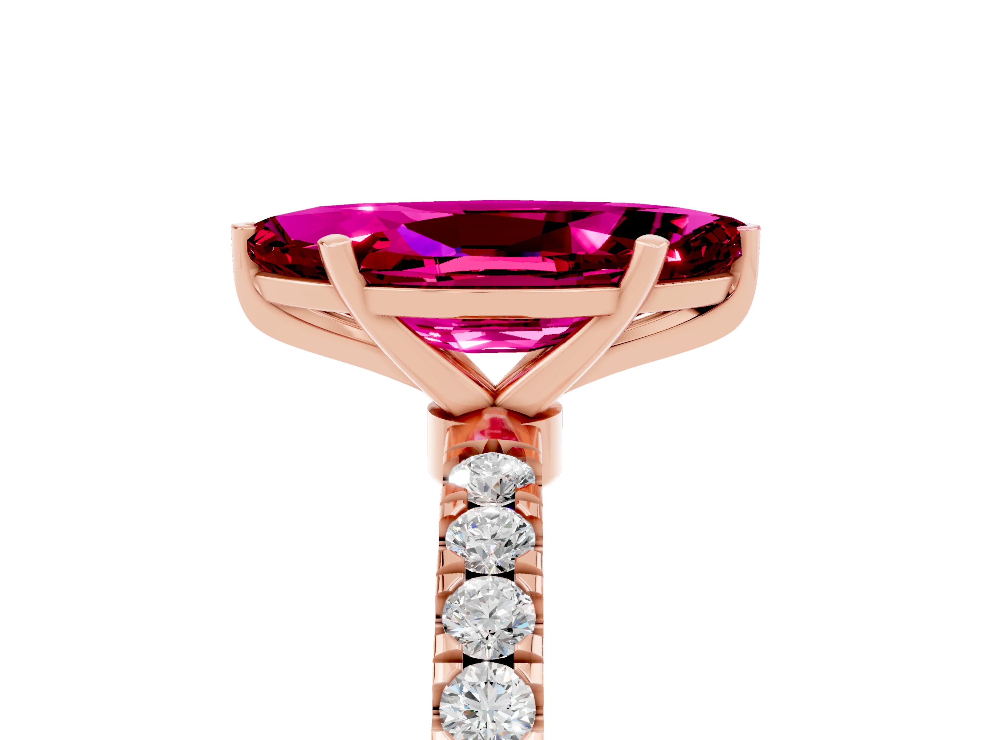 Rose gold Marquise Cut Garnet Solitaire Ring with Pavé Accents and Four-Prong Setting_5