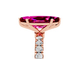 Rose gold Marquise Cut Garnet Solitaire Ring with Pavé Accents and Four-Prong Setting_5
