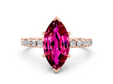Rose gold Marquise Cut Garnet Solitaire Ring with Pavé Band and Four-Prong Setting_24