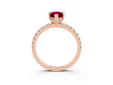 Rose gold Marquise Cut Garnet Solitaire Ring with Pavé Band and Four-Prong Setting_27