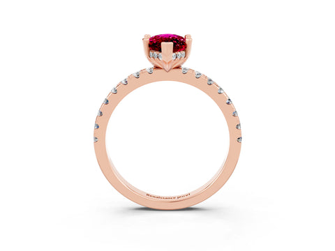 Rose gold Marquise Cut Garnet Solitaire Ring with Pavé Band and Four-Prong Setting_27