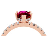 Rose gold Marquise Cut Garnet Solitaire Ring with Pavé Band and Four-Prong Setting_28
