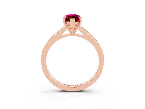 Rose gold Marquise Cut Garnet Solitaire Ring with Pavé Band and Prong Setting_15