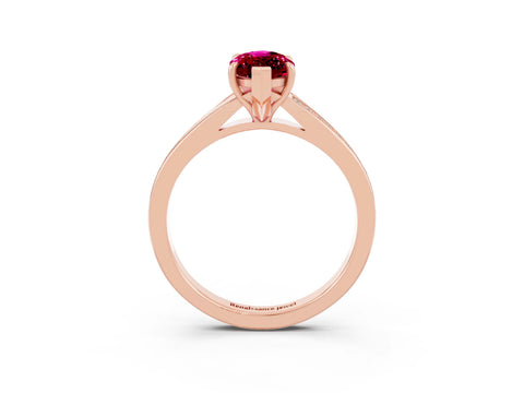 Rose gold Marquise Cut Garnet Solitaire Ring with Pavé Band and Prong Setting_3