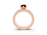 Rose gold Marquise Cut Garnet Solitaire Ring with Pavé and Channel Set Band_3