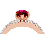 Rose gold Marquise Cut Garnet Solitaire Ring with Pavé and Channel Set Band_4
