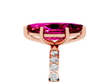 Rose gold Marquise Cut Garnet Solitaire Ring with Pave Band and Four Prong Setting_17