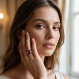 Rose gold Marquise Cut Garnet Solitaire Ring with Round  Pavé Band and Four-Prong Setting_43