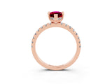 Rose gold Marquise Cut Garnet Solitaire Ring with Round  Pavé Band and Four-Prong Setting_47