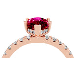 Rose gold Marquise Cut Garnet Solitaire Ring with Round  Pavé Band and Four-Prong Setting_48
